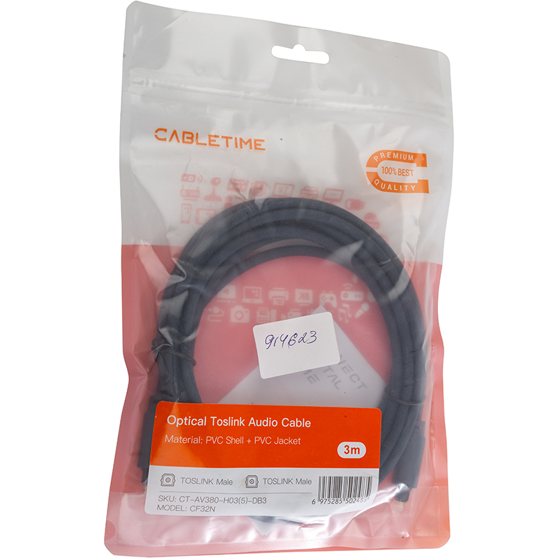 Кабель CABLETIME Toslink M - M 3 м Black (CA914623) Коннекторы папа-папа