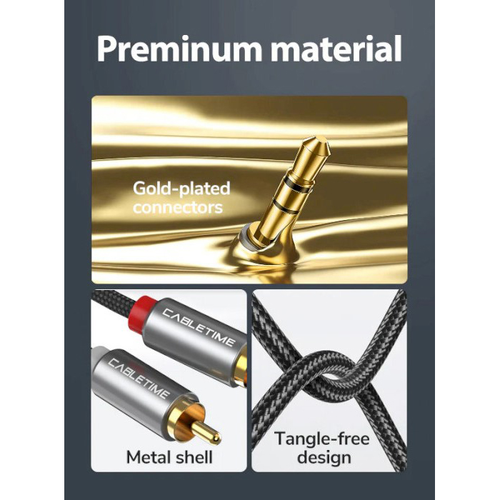 Фото Кабель CABLETIME 3.5 мм - 2x RCA, 3 м (CA914067)