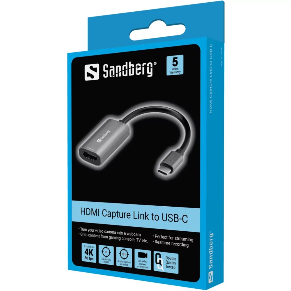 Переходник SANDBERG USB Type-С - HDMI 4K 18 см Grey (136-36) Вид переходник