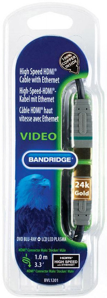 Кабель BANDRIDGE BLUE BVL1201 HDMI High Speed 1m