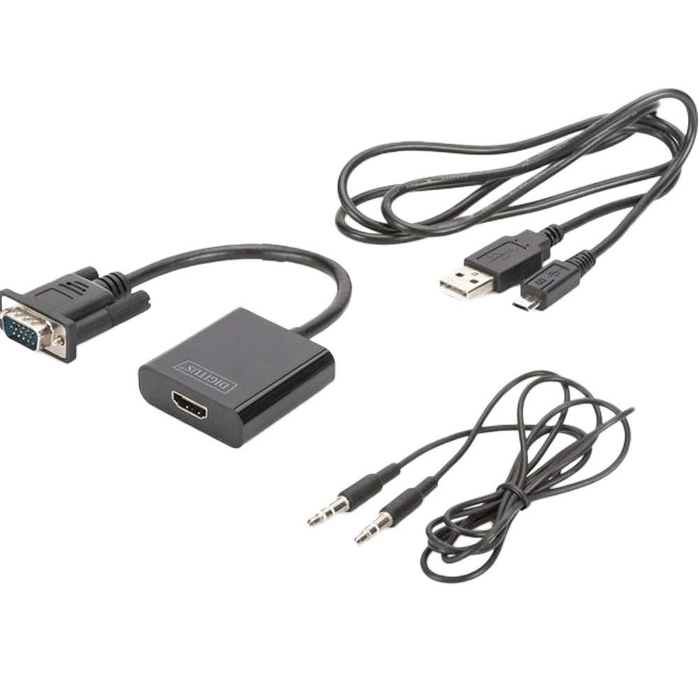 Перехідник DIGITUS VGA - HDMI Full HD Black (DA-70473) Конектори папа-мама