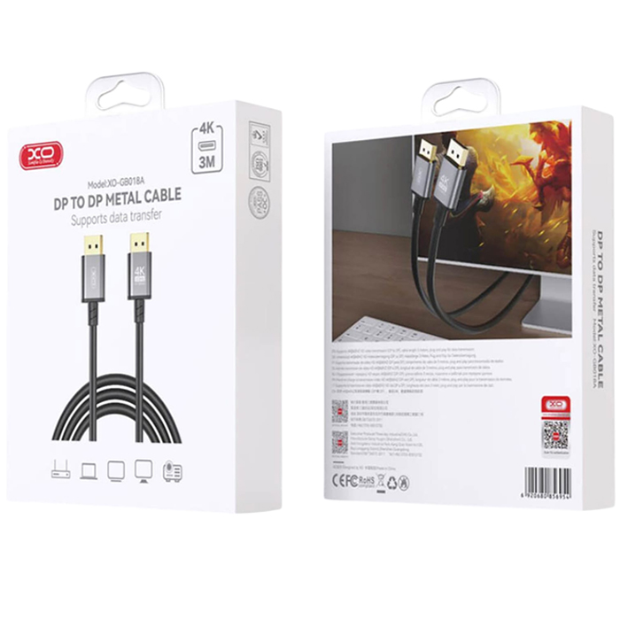 Кабель XO DisplayPort - DisplayPort v1.2 3 м Tranish (GB018A-DP.tranish) Конектори папа-папа