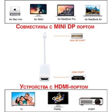 Перехідник STLAB Mini DisplayPort - HDMI White (U-998 white)