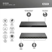 Відеоспліттер DIGITUS HDMI - 8 х HDMI Black (DS-55338)