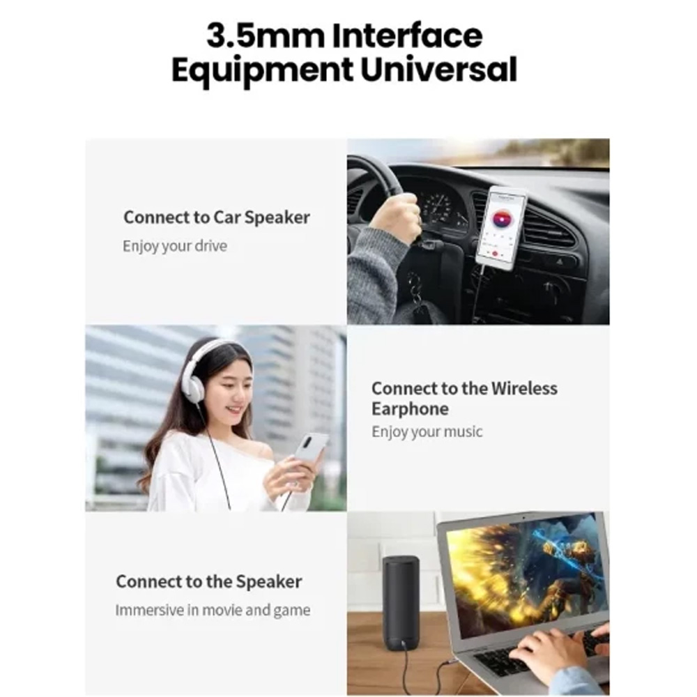 Кабель UGREEN AV183 3.5 мм - 3.5 мм 1.5 m Black (90403185) Коннекторы папа-папа