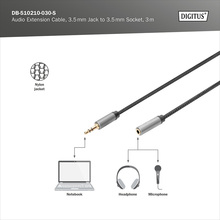 Кабель DIGITUS Audio Extension 3.5 мм M/F 3 м (DB-510210-030-S)