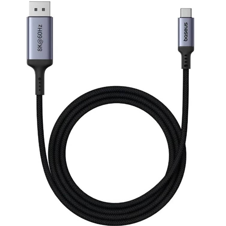 Кабель BASEUS High Definition Series Type-C to DP 8K Adapter 2m Cluster Black (B0063370D111-01)