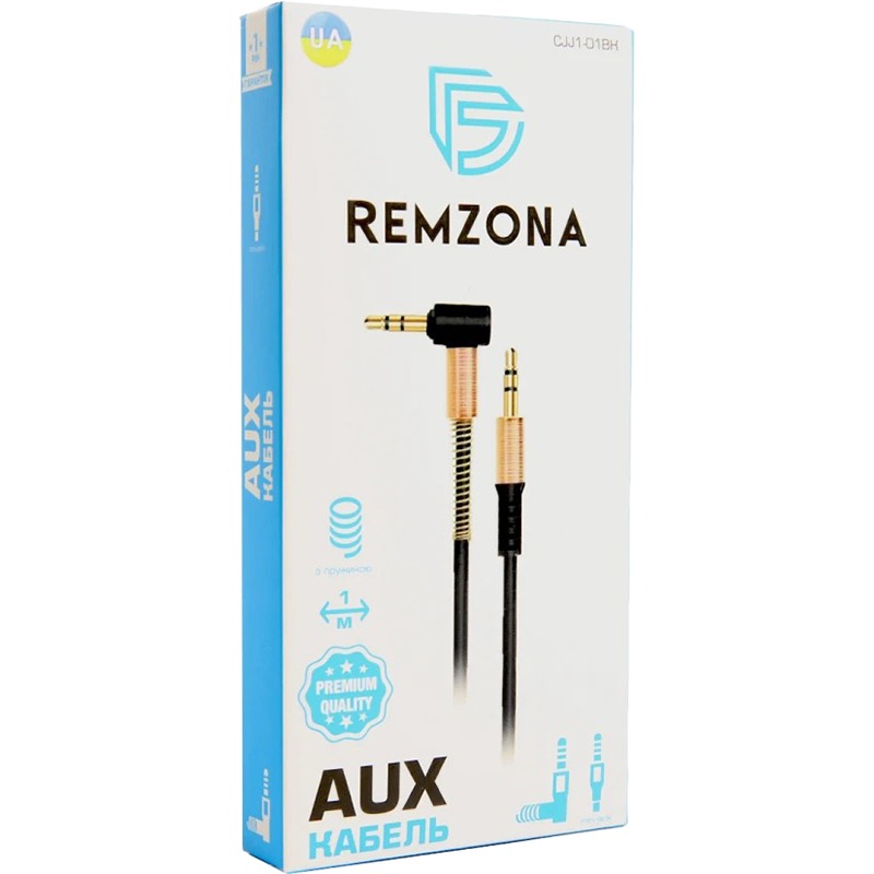 Кабель REMZONA  AUX 3.5 - 3.5 1 м Black (CJJ1-01BK) Вид кабель