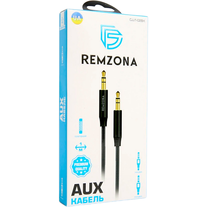 Кабель REMZONA AUX 3.5 - 3.5 1 м Black (CJJ1-02BK) Вид кабель