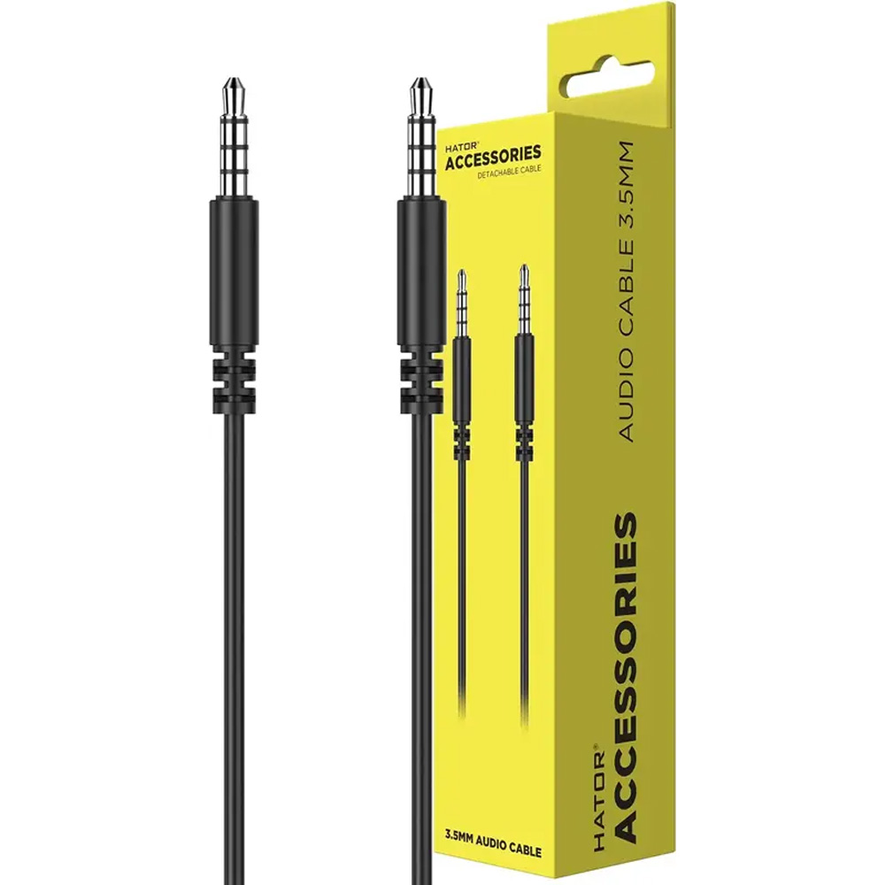Кабель HATOR ESH series 3.5 мм - 3.5 мм 1.3 м Black (ACC411) чорний Длина 1.3