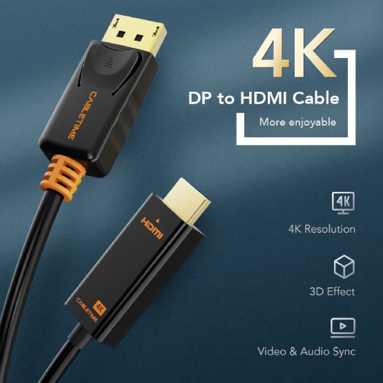 Кабель CABLETIME DisplayPort - HDMI 1.8 м Black (CA915316) Вид кабель