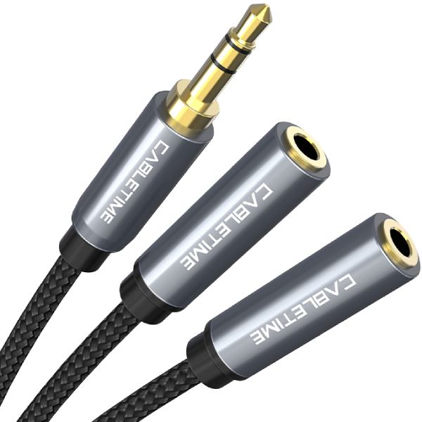 Кабель CABLETIME 3.5 мм - 2 х 3.5 мм 0.2 м Black (CA915248) Вид кабель