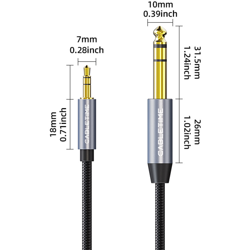 Кабель CABLETIME 6.35 мм (M) - 3.5 мм (M) 3 м Black (CF25N) Вид кабель