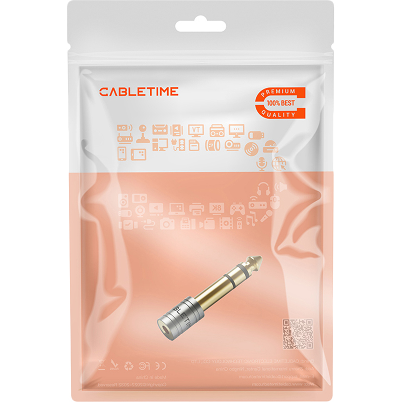 Фото 3 Адаптер CABLETIME  6.35 мм (M) - 3.5 мм (F) (CPA3G) (CA915149)