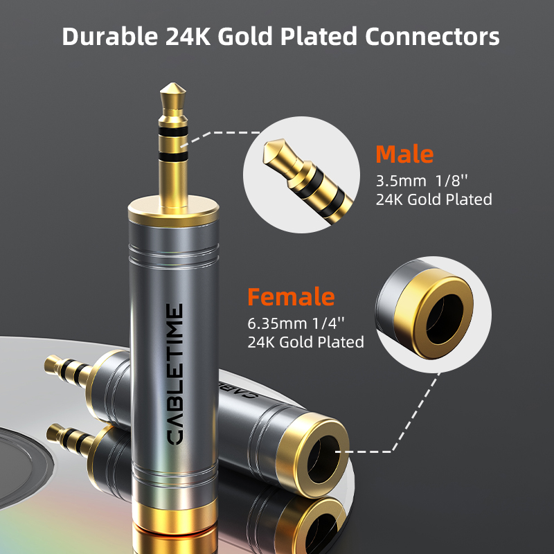 Адаптер CABLETIME 3.5 мм (M) - 6.3 мм (F) (CPA4G) (CA915132) Тип разъема 3.5 (папа) - 6.3 (мама)