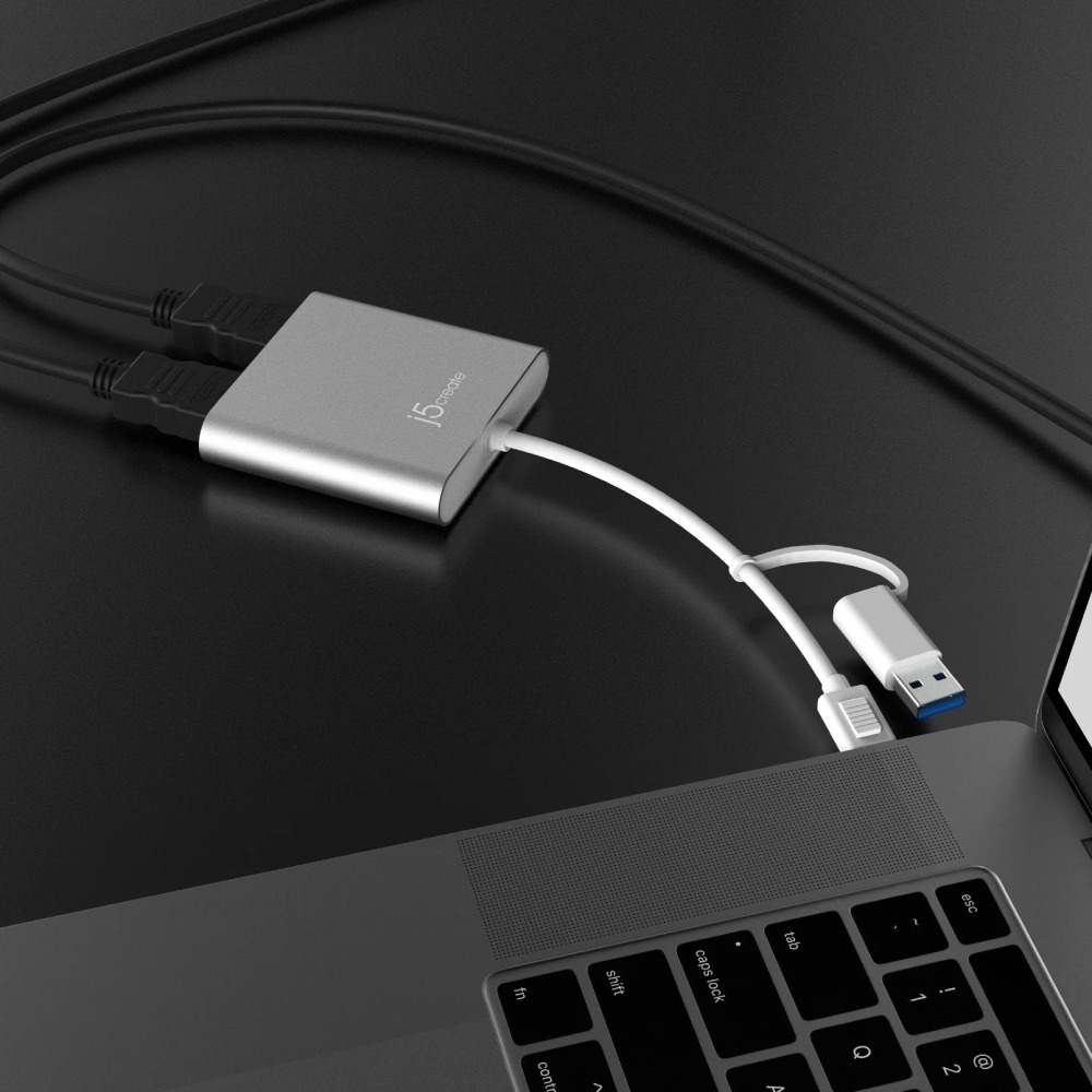 Переходник J5CREATE JCA365-N USB Type-C/A - 2xHDMI Silver Длина 0.2