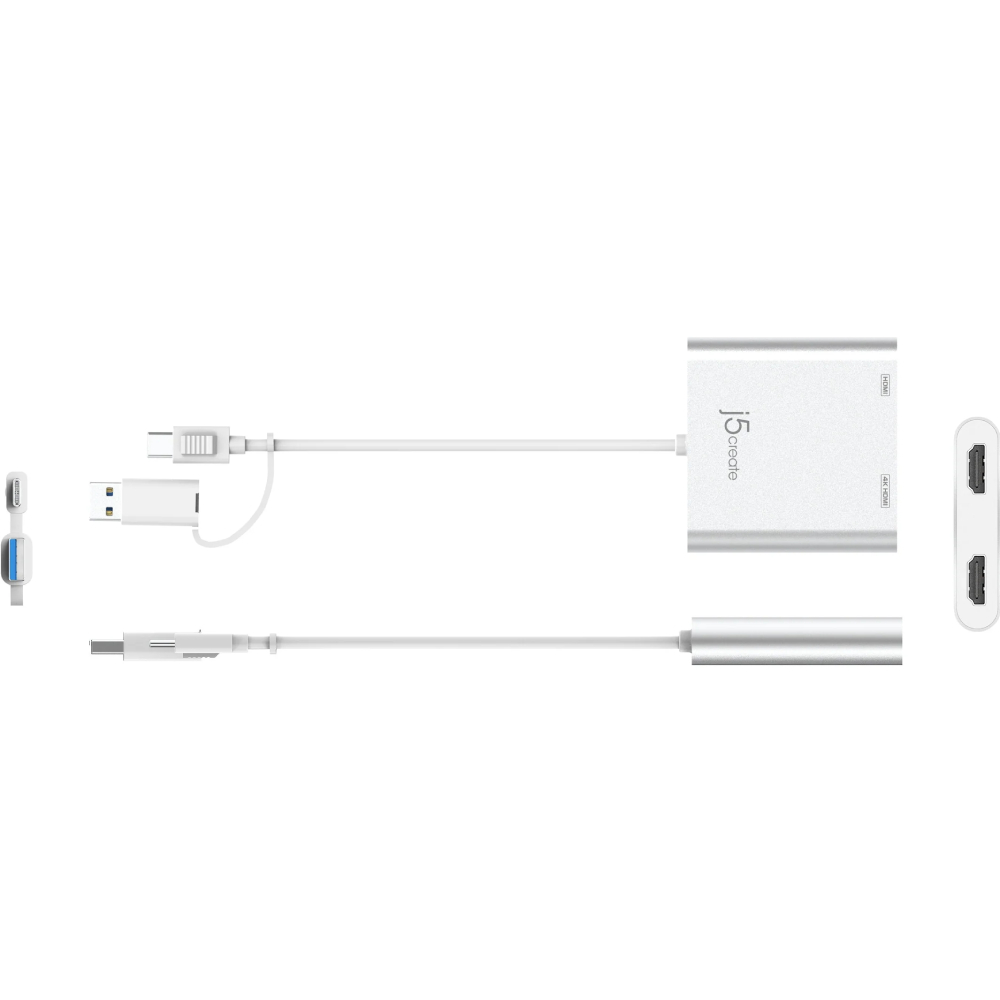 Переходник J5CREATE JCA365-N USB Type-C/A - 2xHDMI Silver Вид переходник