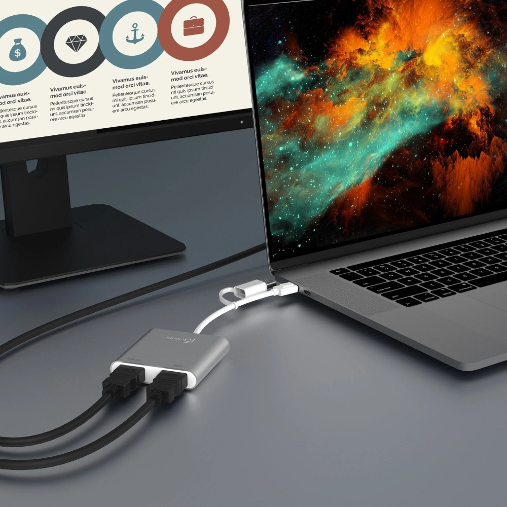 Внешний вид Переходник J5CREATE JCA365-N USB Type-C/A - 2xHDMI Silver