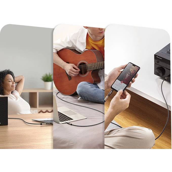 Зовнішній вигляд Перехідник UGREEN 3.5mm M to 6.35mm F AV168 Black (60711)