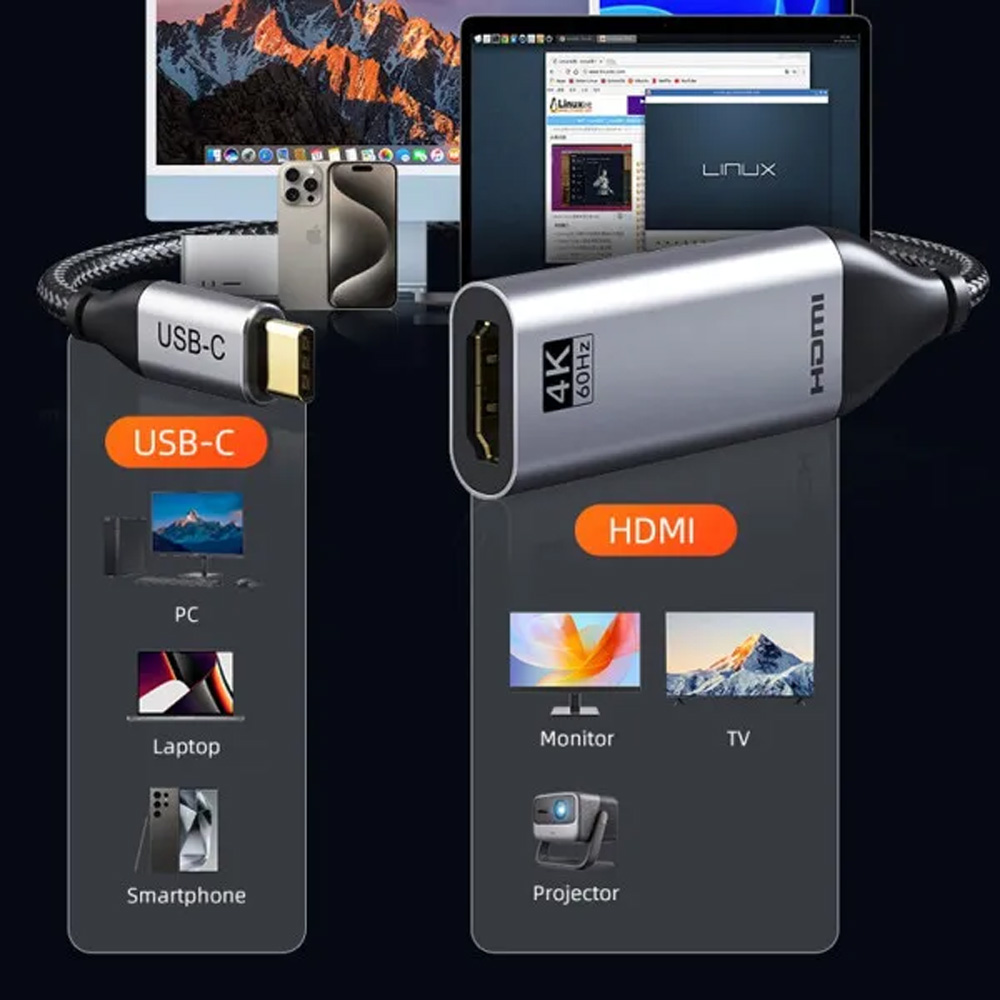 Перехідник CABLETIME CP10B USB Type-C (M) - HDMI (F) 0.2 м Grey (CA915385) Тип роз'єму USB Type-C - HDMI