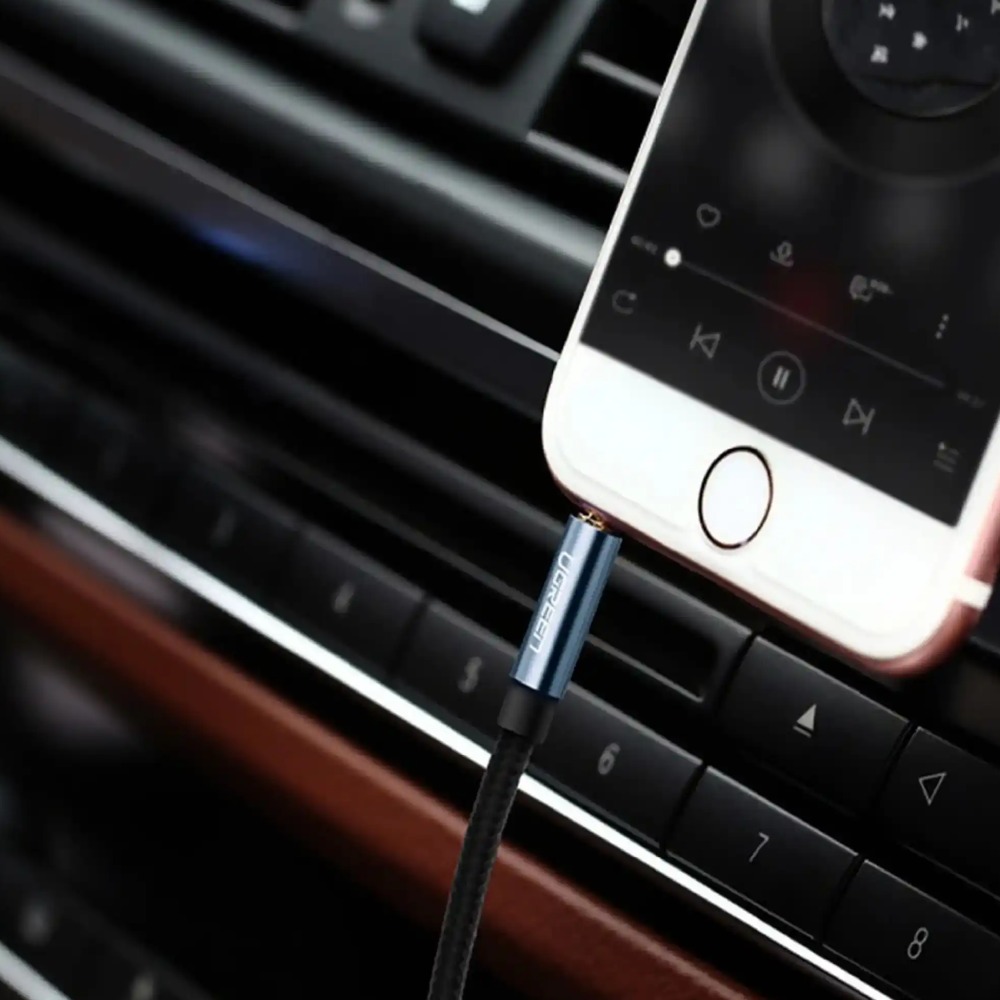 Кабель UGREEN 3.5 мм M 3.5 мм M 90° corner AV112 1.0 м Blue (60179) Конектори папа-папа