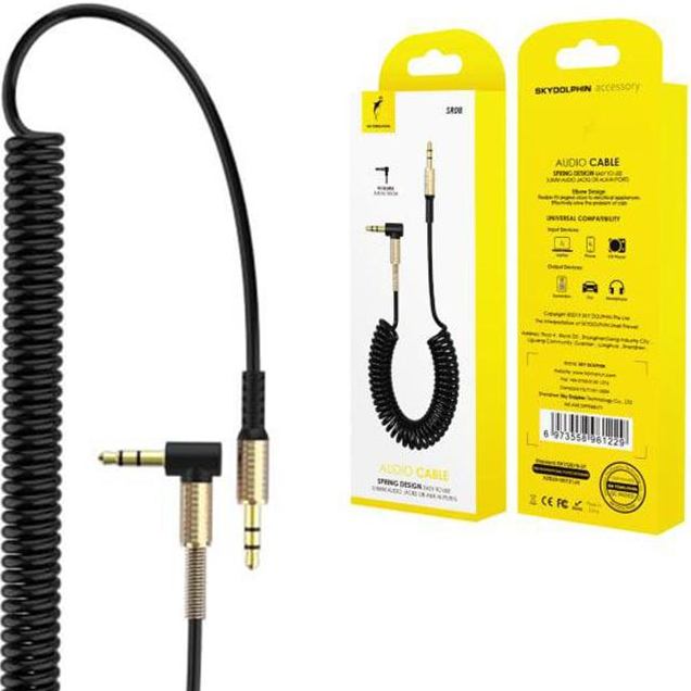 Кабель SKYDOLPHIN SR08 Spring Wire 3.5 мм - 3.5 мм 1 м Black (SDAUX-000062) Вид кабель