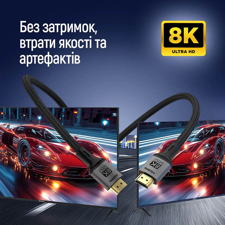Фото 14 Кабель COLORWAY HDMI-HDMI V2.1 8K 2м Black (CW-CBHD088-BK)