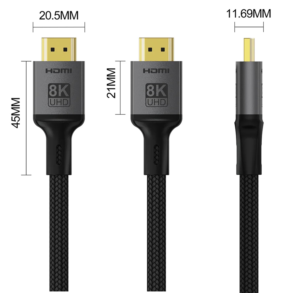 Кабель COLORWAY HDMI-HDMI V2.1 8K 2м Black (CW-CBHD088-BK) Конектори папа-папа