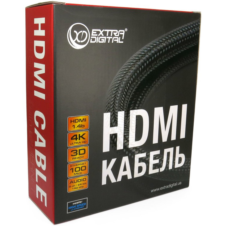 Кабель EXTRADIGITAL HDMI - HDMI 15m Red (KBH1614) Конектори папа-папа