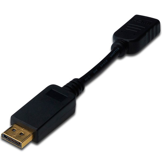 

Переходник DIGITUS DisplayPort to HDMI (AM/AF) 0.15m Black (AK-340408-001-S), DisplayPort to HDMI (AM/AF) 0.15m Black