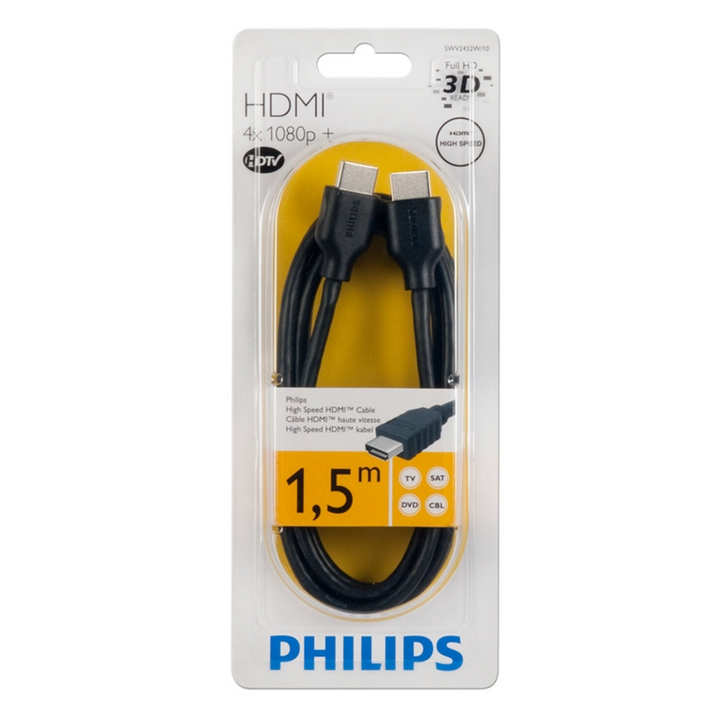 Кабель PHILIPS HDMI (AM/AM) 1.5 м Black (SWV2432W/10)