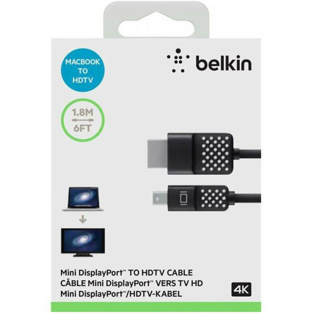 Кабель BELKIN Mini DisplayPort to HDMI, 1.8 m (F2CD080bt06) Тип разъема mini DisplayPort - HDMI