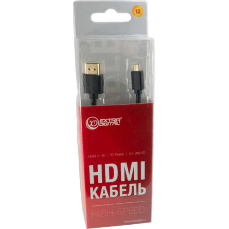 Кабель EXTRADIGITAL micro HDMI-HDMI 0.5 м (KBD1678) Конектори папа-папа