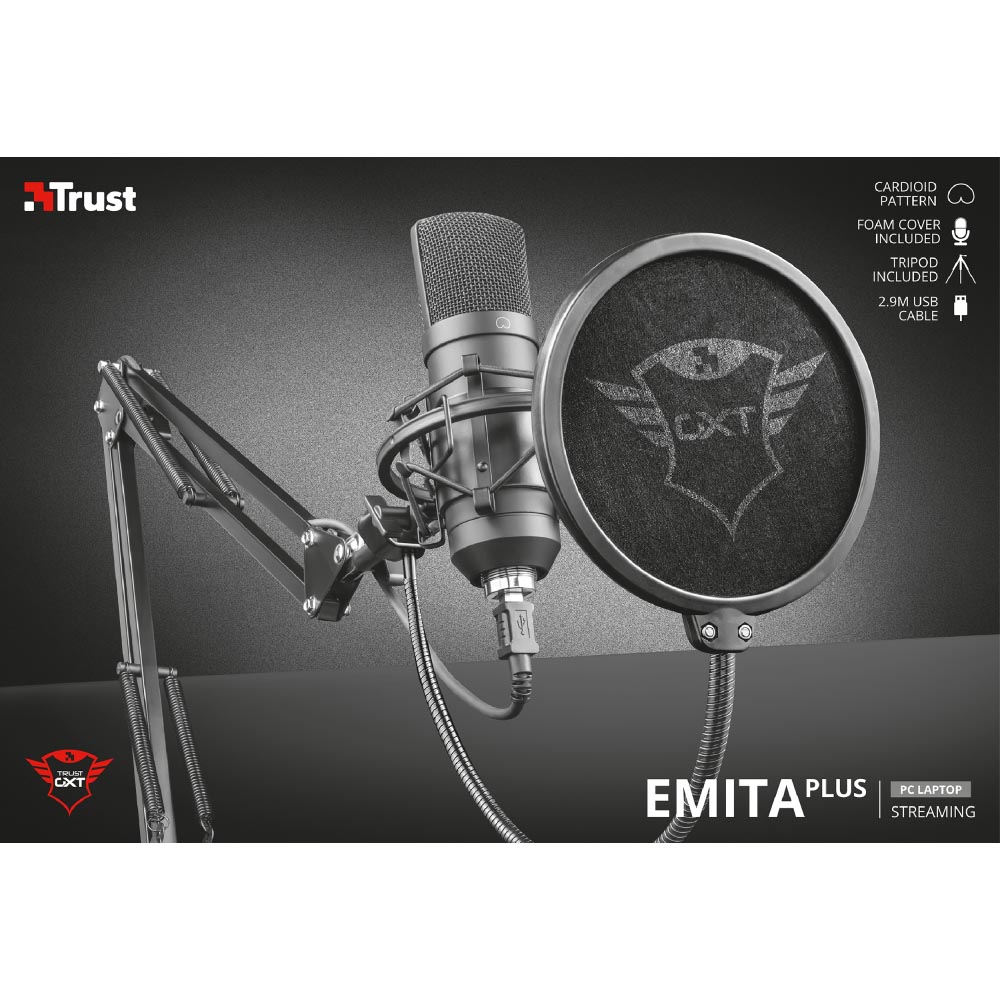 Зовнішній вигляд Мікрофон TRUST GXT252 Emita plus streaming microphone (22400)