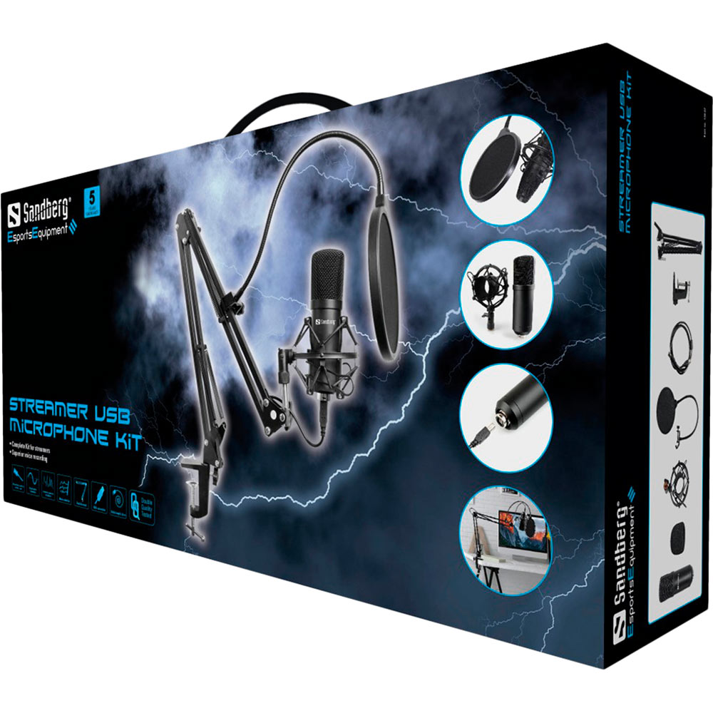 Мікрофон Sandberg Streamer Kit USB (126-07) Матеріал Метал