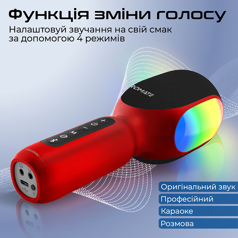 Мікрофон PROMATE vocalmic.red Довжина кабелю/радіус дії 10