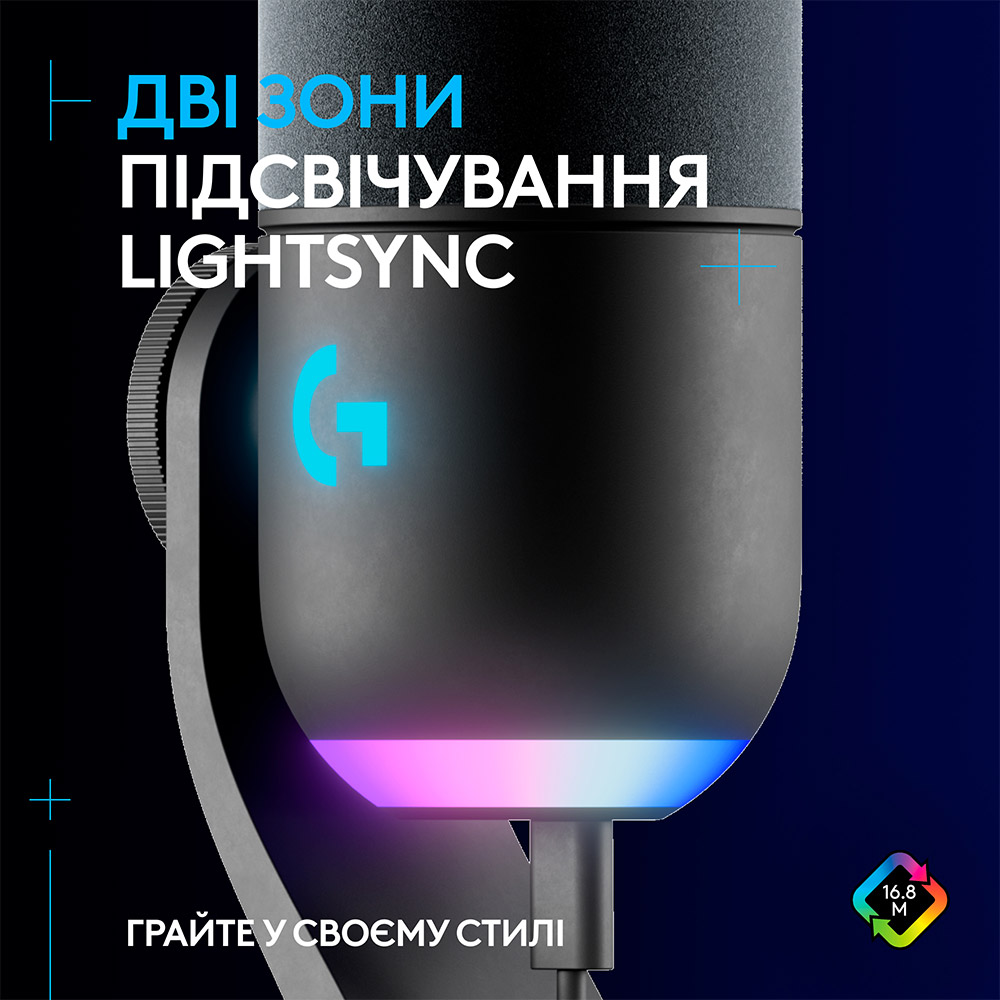 Фото 4 Мікрофон LOGITECH Yeti GX Dynamic RGB Gaming with LIGHTSYNC Black (988-000569)