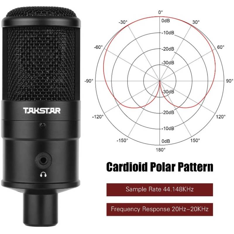 Мікрофон TAKSTAR PC-K220USB Black (90402202) Додатково Підключення: Дротове; Довжина кабелю: USB: 2 м; Опір: 32 Ом; Мінімальна частота: 20 Гц; Максимальна частота: 20 000 Гц; Чутливість: -14 дБ; Роз'єми та інтерфейси: 3.5 мм (mini jack) mini USB; Звуковий тиск: 108 дБ