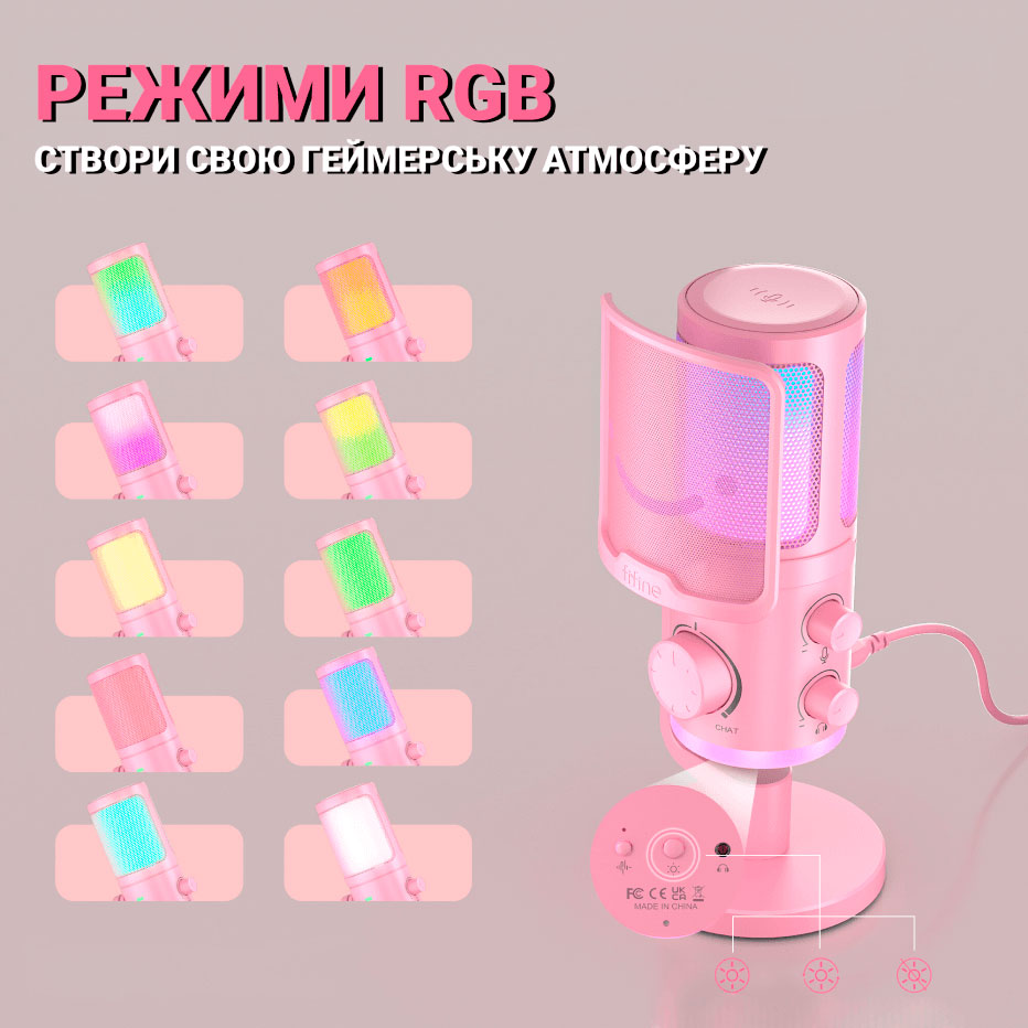 Зовнішній вигляд Мікрофон FIFINE AM6 Pink (AM6P)