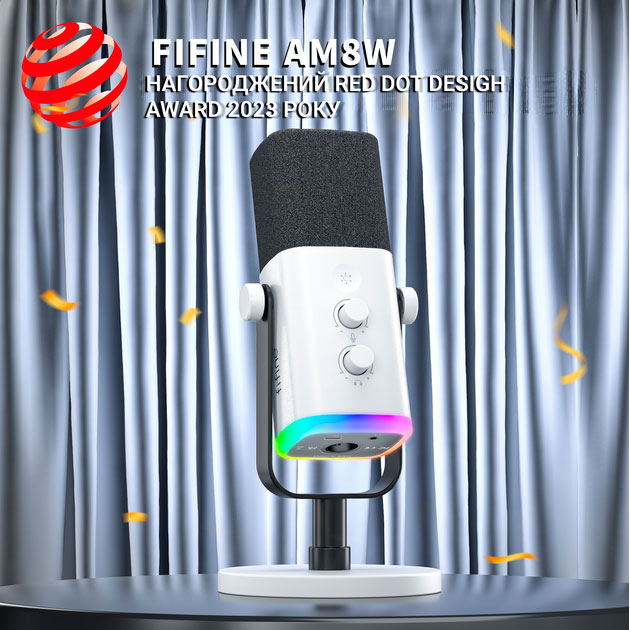 Мікрофон FIFINE AM8W White (AM8W) Довжина кабелю/радіус дії 2