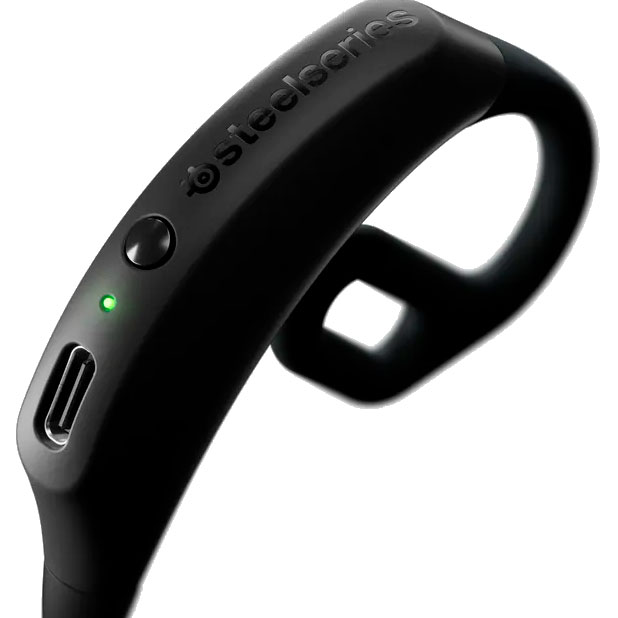 Мікрофон STEELSERIES Arena Wireless Mic для Arena 7/9 Black (61591) Додатково вихідний штекер: USB Type-C; три гнучкі вушні гачки різних розмірів; бездротовий приймач USB-C на частоті 2.4 ГГц; поп-фільтр; 4.5 години роботи від батареї