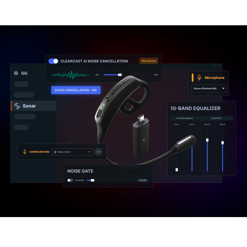 Фото Мікрофон STEELSERIES Arena Wireless Mic для Arena 7/9 Black (61591)