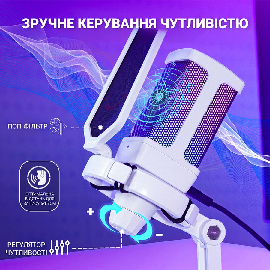 Мікрофон FIFINE Q6W White (4820216974836) Довжина кабелю/радіус дії 2