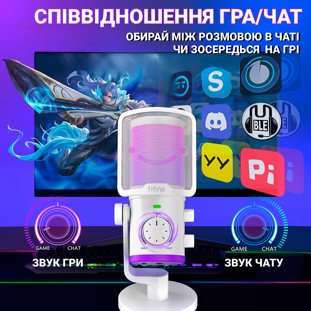 Микрофон FIFINE TAM6W White Длина кабеля/радиус действия 2