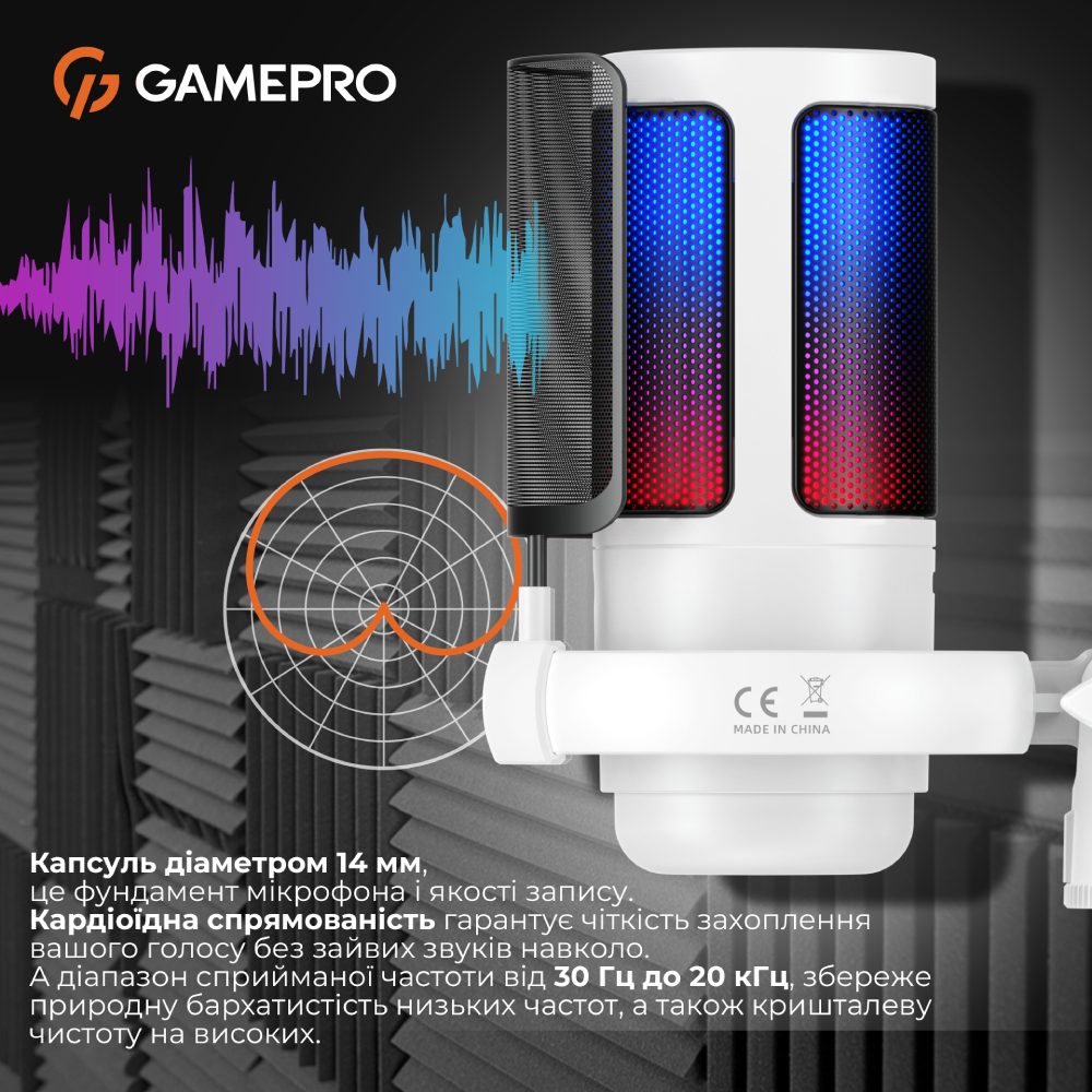 У Фокстрот Мікрофон GAMEPRO White (UGM105W)