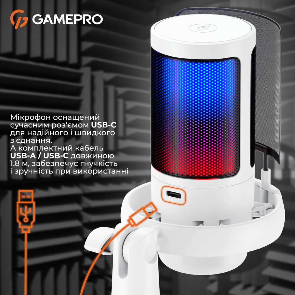 Огляд Мікрофон GAMEPRO White (UGM105W)