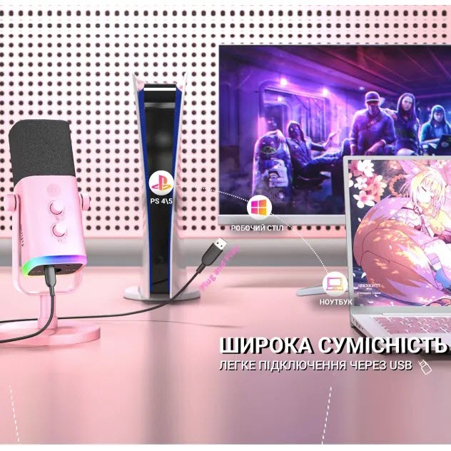 Фото 4 Мікрофон FIFINE TAM8P USB/XLR Pink (TAM8P)