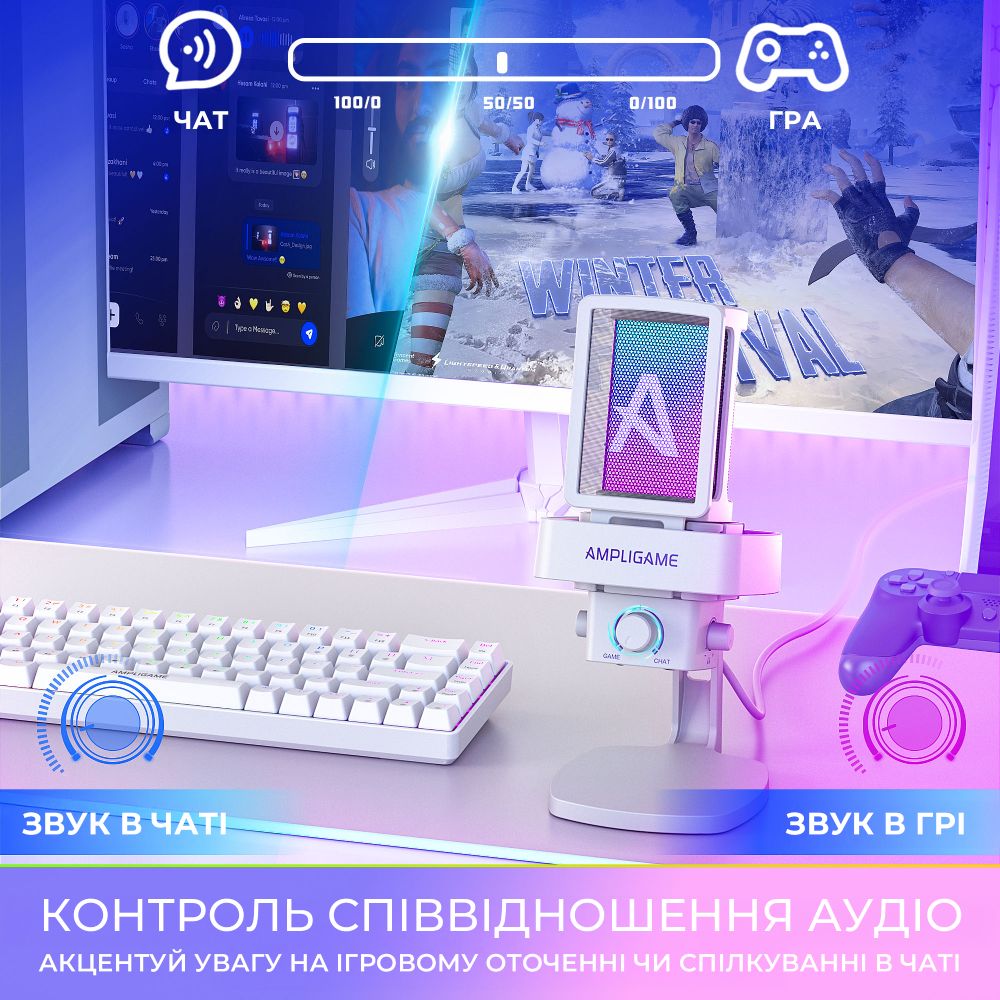 Фото Мікрофон FIFINE Ampligame Q8PROW White