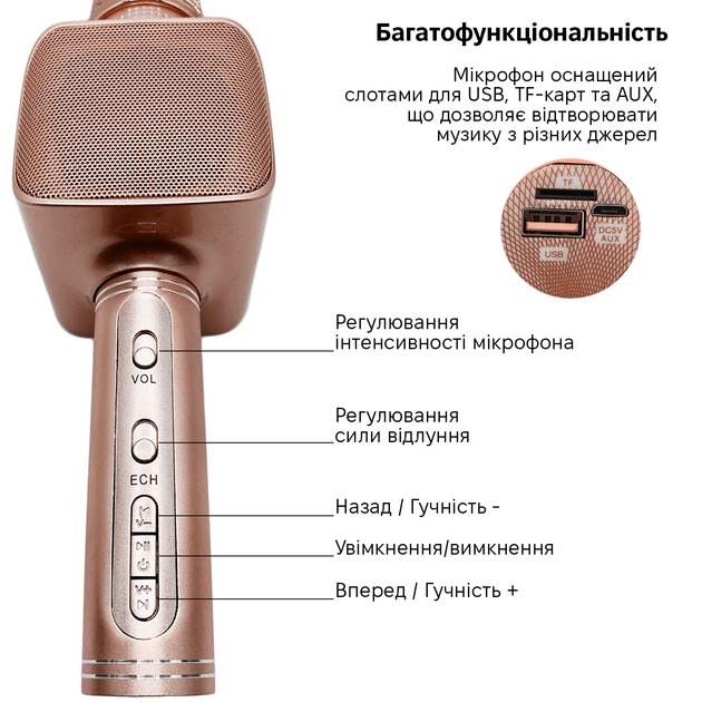 Микрофон MAGIC KARAOKE (YS-68 pink) Материал Алюминий