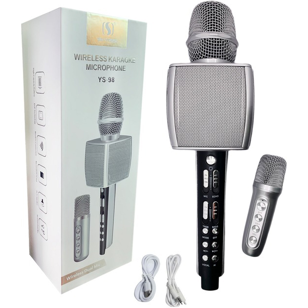 Микрофон MAGIC KARAOKE (YS-98 silver) Длина кабеля/радиус действия 10